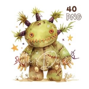 Voodoo Dolls Clipart - 40 PNG de haute qualité - Planificateur numérique, Junk Journaling, Aquarelle, Art mural, Utilisation commerciale, Tasses, Halloween