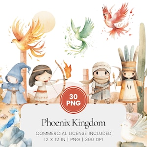 Phoenix Kingdom Clipart - 30 PNG - Planificateur numérique, Junk Journaling, Wall Art, Utilisation commerciale, Sublimation, Scrapbooking, Cartes, Tasses