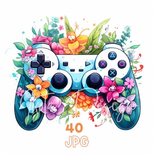 Video Games Controller Clipart - 40 High Quality JPGs - Digital Planner, Junk Journaling, Watercolor, Commercial Use, Digital Download, Mugs