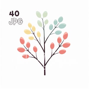 Cute Branches Clipart - 40 High Quality JPGs - Digital Planner, Junk Journaling, Icon Style, Commercial Use, Digital Download, Mugs, Apparel