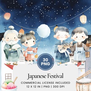 Japanse Festival Clipart - 30 PNG - Digitale Planner, Junk Journaling, Kunst aan de muur, Commercieel Gebruik, Sublimatie, Scrapbooking, Kaarten, Scène