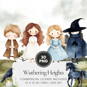 Wuthering Heights Clipart - 30 PNG - Digital Planner, Junk Journaling, Wall Art, Commercial Use, Sublimation, Scrapbooking, Cards, Stickers