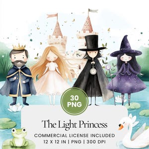 Die Lichtprinzessin Clipart - 30 PNG - Digitaler Planer, Junk Journaling, Wandkunst, kommerzielle Nutzung, Sublimation, Scrapbooking, Karten, Szene