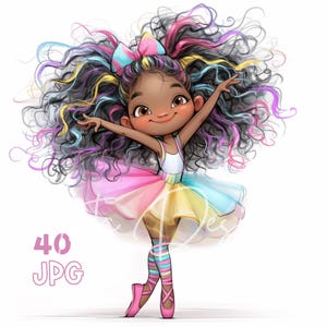 Colorful African Ballerina Clipart - 40 JPGs - Digital Planner, Junk Journaling, Wall Art, Commercial Use, Sublimation, Scrapbooking, Mugs