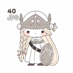 Viking Princess Clipart - 40 High Quality JPGs - Digital Planner, Junk Journaling, Wall Art, Commercial Use, Digital Download, Mugs, Apparel