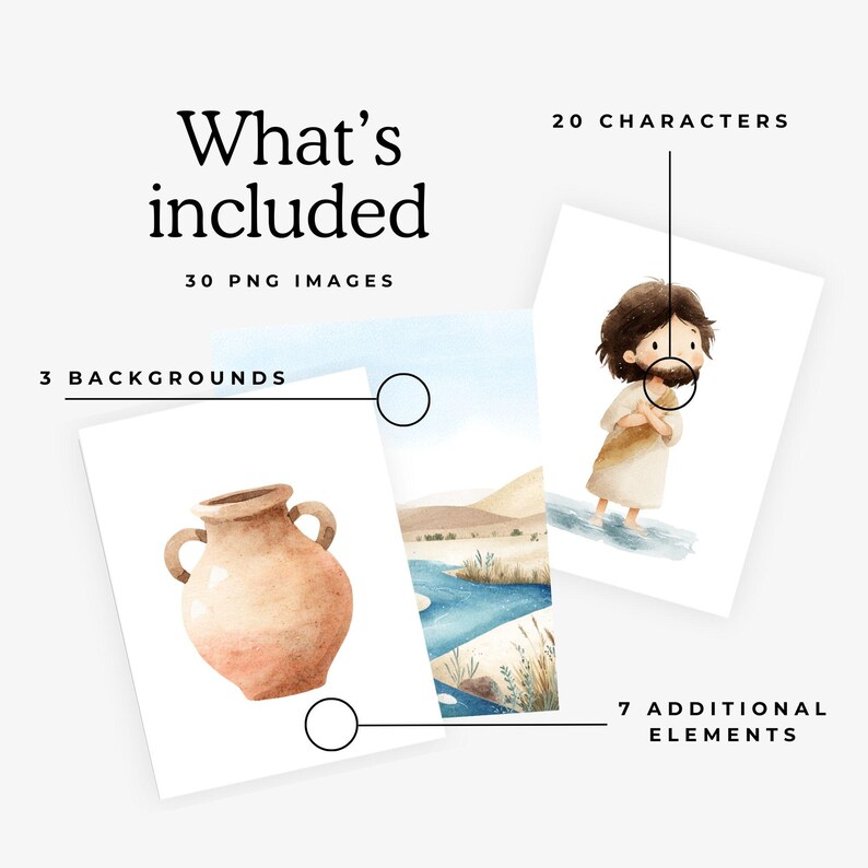 Baptism of Jesus Clipart Bundle, Matthew 3 13-17 Bible Story ...