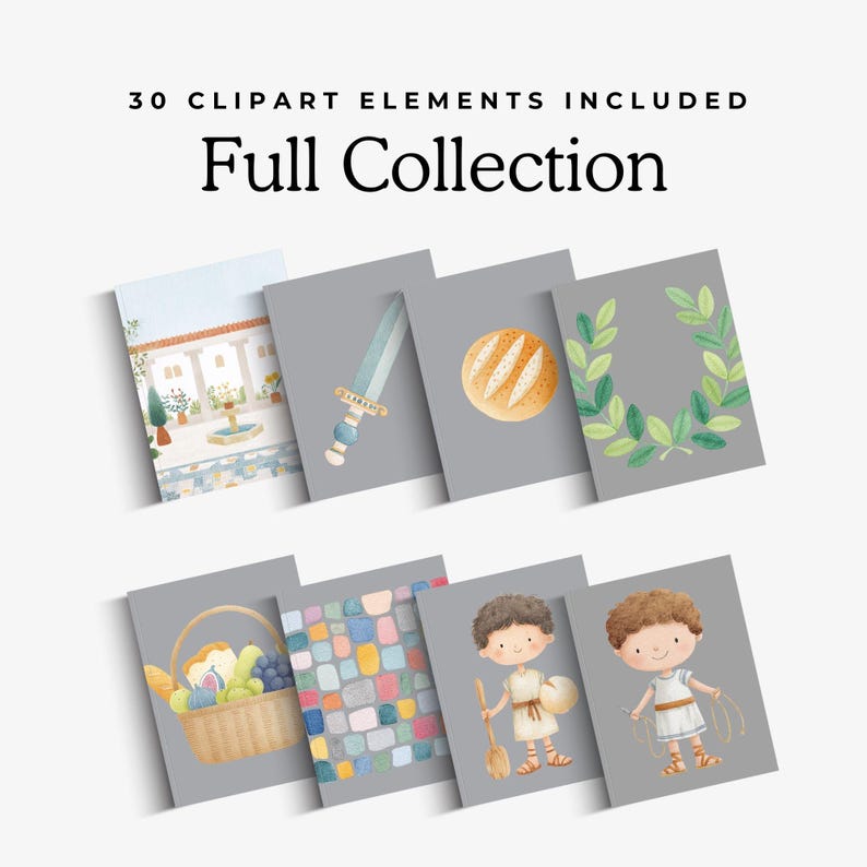 Ancient Rome Clipart Bundle, Gladiator Illustration PNG, Roman Market Scene Art, Senator Mosaic Design, History Children Book Download image 5