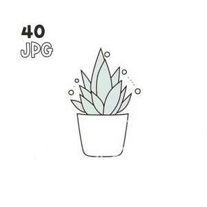 Potted Plant Clipart - 40 High Quality JPGs - Digital Planner, Junk Journaling, Wall Art, Commercial Use, Digital Download, Mugs, Apparel