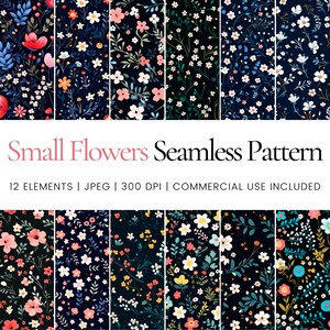 Small Flowers Digital Papers, Small Flowers Seamless Repeat Pattern, Background, Printable Digital Paper, Commercial Use Digital Paper