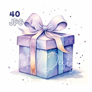Christmas Presents Clipart - 40 High Quality JPG - Digital Planner, Junk Journaling, Watercolor, Wall Art, Commercial Use, Digital Download