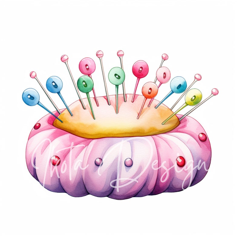 Sewing Pin Cushion Clipart Bundle, Cute Sewing Room Illustrations ...