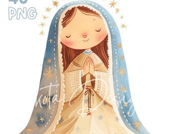Holy Mary Clipart - 40 High Quality PNGs - Digital Planner, Junk Journaling, Watercolor, Wall Art, Commercial Use, Digital Download, Mugs