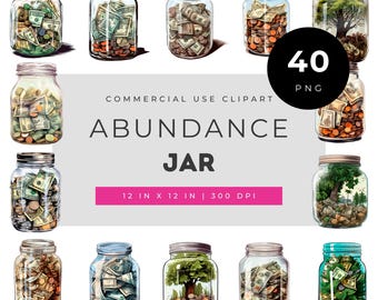 Abundance jar clipart money savings jar wealth manifestation jar illustrations prosperity coin jar art financial planner graphics commercial