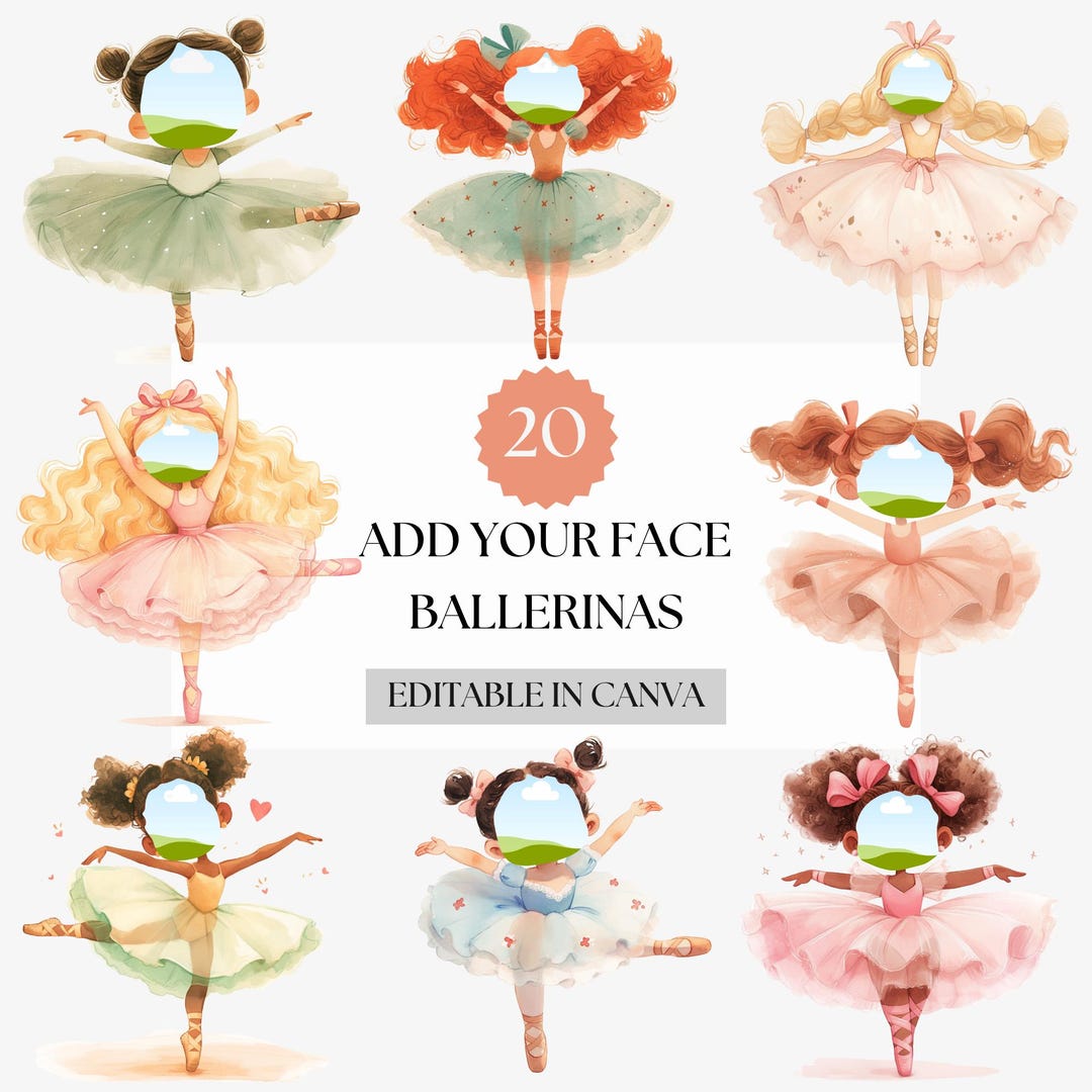 Add Your Face Ballerina Watercolor Clipart Bundle – Personalizable ...