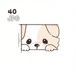 Cute Peeking Dog Clipart - 40 JPG di alta qualità - Pianificatore digitale, Junk Journaling, Wall Art, Uso commerciale, Download digitale, Tazze, Abbigliamento