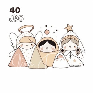 Szopka clipart-40 wysokiej jakości plików jpg-cyfrowe planowanie, dziennik śmieci, proste linie, sztuka ścienna, wykorzystanie komercyjne, pobieranie cyfrowe