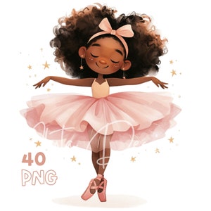 Sweet Ballerina Clipart - 40 PNG de haute qualité - Planificateur numérique, Junk Journaling, Aquarelle, Art mural, Utilisation commerciale, Tasses, Sublimation