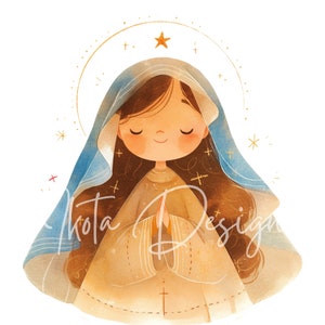 Holy Mary Clipart Bundle PNG, Catholic Marian Art Set, Praying Virgin ...