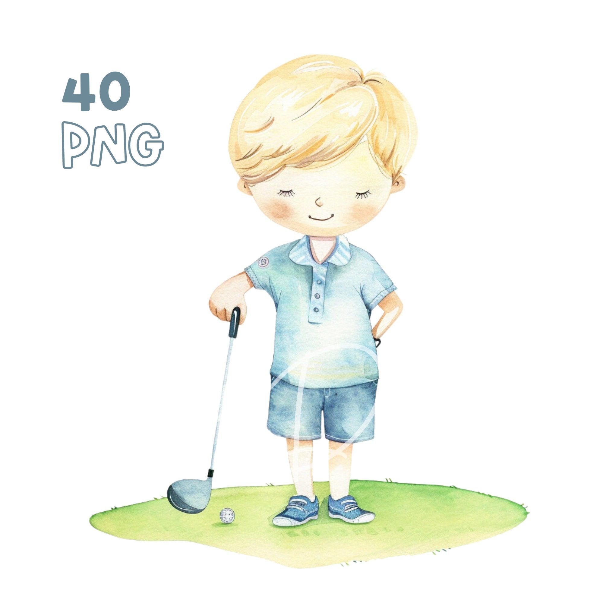 Golf Kids Clipart - 40 High Quality Pngs - Digital Planner, Junk Journaling, Watercolor, Wall Art, Commercial Use, Digital Download, Mugs - Etsy for Free Printable Golf Clip Art