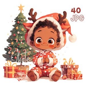 Christmas Baby Reindeer Clipart - 40 JPG - Digital Planner, Junk Journaling, Wall Art, Commercial Use, Sublimation, Scrapbooking, Cards, Mug