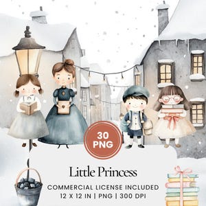 De kleine prinses clipart-30 PNG-digitale planner, junk journaling, kunst aan de muur, commercieel gebruik, sublimatie, scrapbooking, kaarten, scène