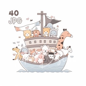 Noah's Ark Clipart - 40 High Quality JPGs - Digital Planner, Junk Journaling, Wall Art, Commercial Use, Digital Download, Mugs, Apparel