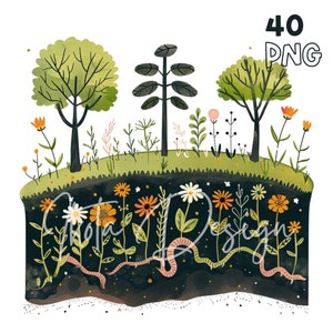 Woodland Clipart - 40 PNGs van hoge kwaliteit - Digitale Planner, Junk Journaling, Aquarel, Commercieel Gebruik, Digitale Download, Kleding, Mokken