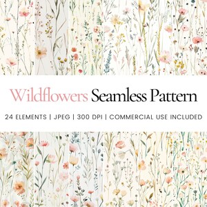 Blasse Wildblumen Nahtloses Wiederholungsmuster, digitale Papiere, Hintergrund, Tumbler Wrap, druckbar, kommerzielle Nutzung, Tasse, Bekleidung, Zuhause, Tagebuch