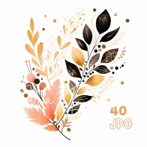 Boho Flowers Bouquet Decor Clipart - 40 JPG de haute qualité - Planificateur numérique, Junk Journaling, Aquarelle, Utilisation commerciale, Téléchargement numérique