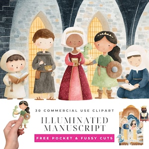 Illuminated Manuscript Clipart Bundle, Medieval Decorative Letters PNG, Floral Gold Initial Art, Gothic Alphabet Designs Digital Download