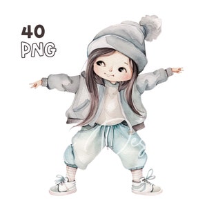Hip Hop Tänzer Clipart - 40 hochwertige PNGs - Digitaler Planer, Junk Journaling, Aquarell, Wandkunst, kommerzielle Nutzung, digitaler Download