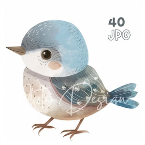 Blue Birds Clipart - 40 High Quality JPG - Digital Planner, Junk Journaling, Watercolor, Commercial Use, Digital Download, Mugs, Apparel