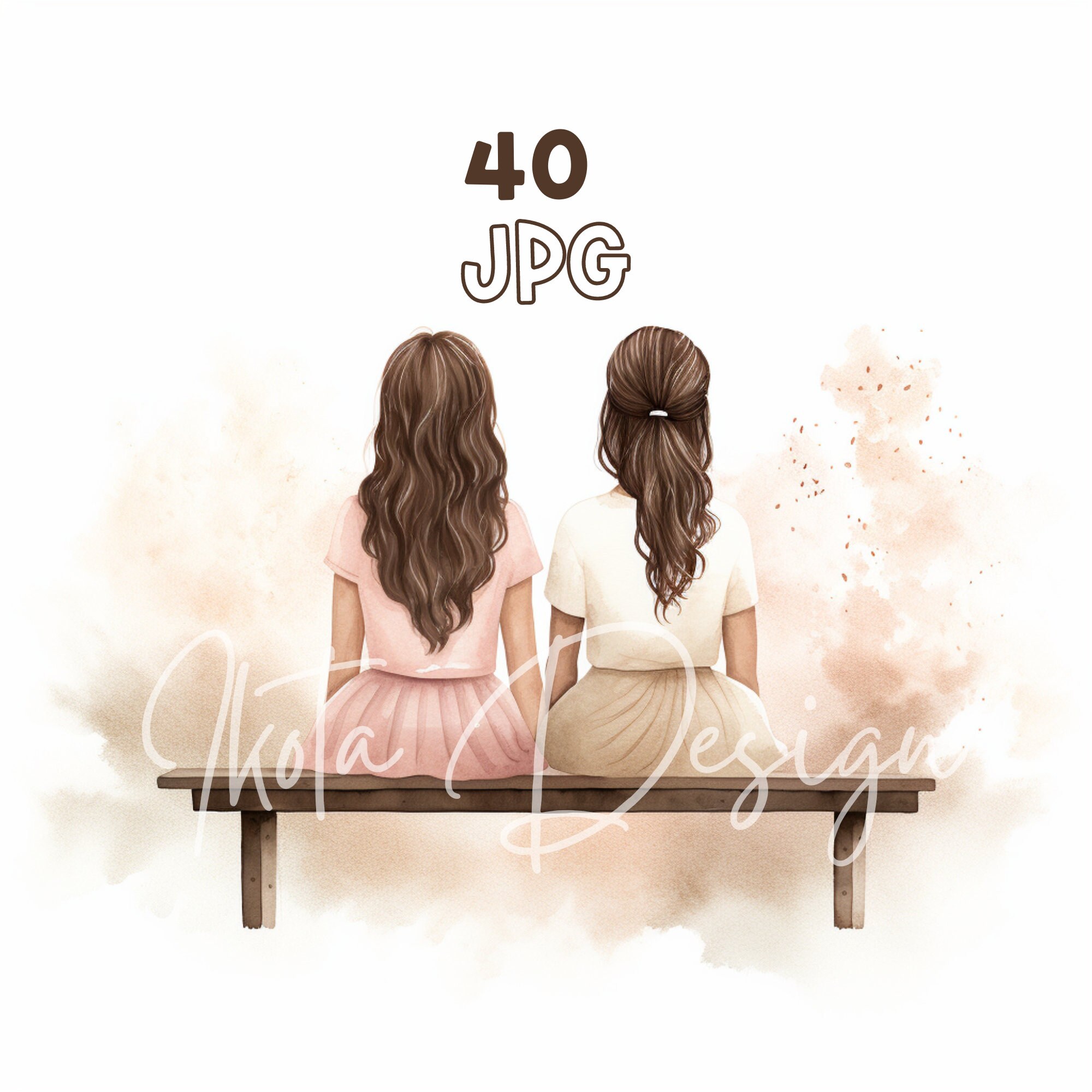 Best Friends Clipart - 40 High Quality JPG - Digital Planner, Junk Journaling, Wall Art, Commercial Use, Digital Download, Mugs, Apparel