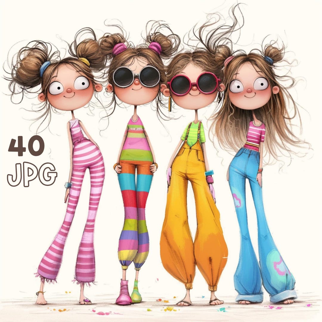 Colorful Friends Clipart - 40 High Quality JPG - Digital Planner, Junk ...