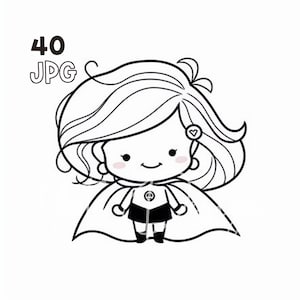 Superhelden-Mädchen-Clipart – 40 hochwertige JPGs – digitaler Planer, Junk Journaling, Wandkunst, kommerzielle Nutzung, digitaler Download, Tassen, Bekleidung