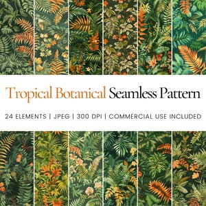 Modèle de répétition sans couture botanique tropical, papiers numériques, fond, emballage de gobelet, imprimable, papier numérique à usage commercial, tasses, décor