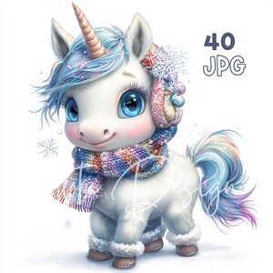 Christmas Unicorn Clipart - 40 JPG de haute qualité - Planificateur numérique, Junk Journaling, Wall Art, Utilisation commerciale, Tasses, Vêtements, Scrapbooking