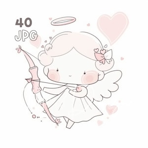 Clipart de Little Cupid - 40 JPGs de alta qualidade - planejador digital, diário de lixo, arte de parede, uso comercial, download digital, canecas, vestuário