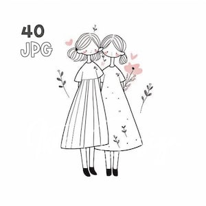 Best Friends Clipart - 40 JPG de haute qualité - Planificateur numérique, Junk Journaling, Wall Art, Minimaliste, Utilisation commerciale, Téléchargement numérique, Mug