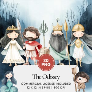 The Odyssey Clipart - 30 PNG - Digital Planner, Junk Journaling, Wall Art, Commercial Use, Sublimation, Scrapbooking, Stickers, Scene, Card