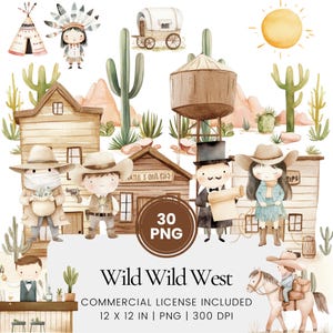 Wild Wild West Clipart - 30 PNG - Digital Planner, Junk Journaling, Wall Art, Commercial Use, Sublimation, Scrapbooking, Cards, Mugs, Scene