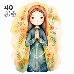 Heilige Maria Clipart - 40 Hoge Kwaliteit JPG - Digitale Planner, Junk Journaling, Aquarel, Wandkunst, Commercieel Gebruik, Digitale Download, Mokken