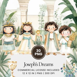Joseph's Dreams Clipart - 30 PNG - Digital Planner, Junk Journaling, Wall Art, Commercial Use, Sublimation, Scrapbooking, Stickers, Cards
