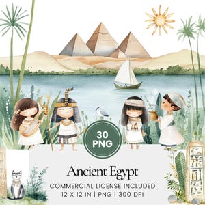 Ancient Egypt Clipart - 30 PNG - Digital Planner, Junk Journaling, Wall Art, Commercial Use, Sublimation, Scrapbooking, Cards, Mugs, Scene