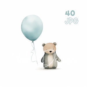 Bear Clipart - 40 Hoge kwaliteit JPG - Digitale Planner, Junk Journaling, Minimalistisch, Commercieel Gebruik, Digitale Download, Mok, Kwekerij, Kleding