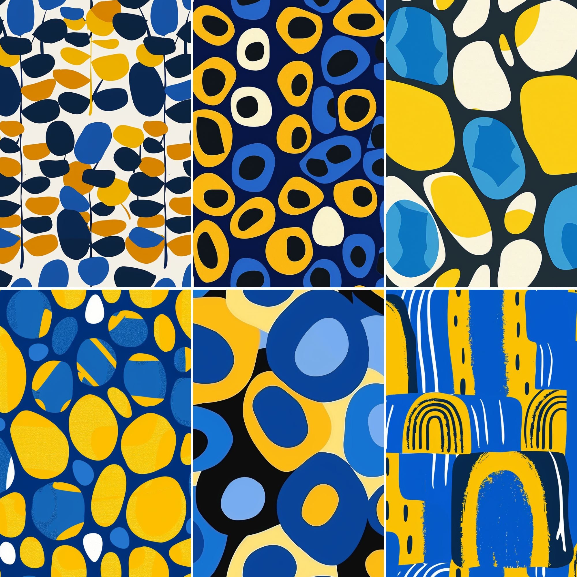 Blue and Yellow Abstract Seamless Pattern Bundle, Modern Geometric ...
