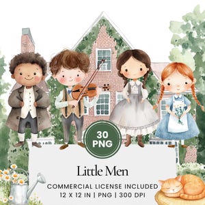 Little Men Clipart - 30 PNG - Digitale planner, junk journaling, commercieel gebruik, sublimatie, scrapbooking, kaarten, mok, stickers, scène, boek