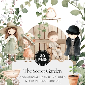 The Secret Garden Clipart - 30 PNG - Digital Planner, Junk Journaling, Wall Art, Commercial Use, Sublimation, Scrapbooking, Card, Mug, Scene