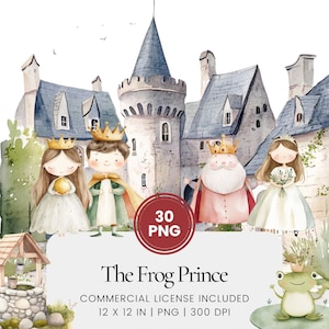Le Prince Grenouille - 30 PNG - Agenda numérique, journal intime, décoration murale, usage commercial, sublimation, scrapbooking, cartes, scène, contes de fées