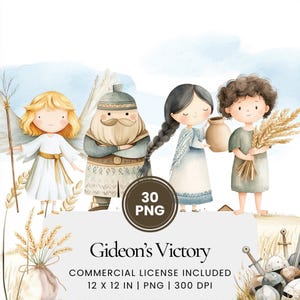 Gideon's Victory Clipart - 30 PNG - Digital Planner, Junk Journaling, Wall Art, Commercial Use, Sublimation, Scrapbooking, Stickers, Cards